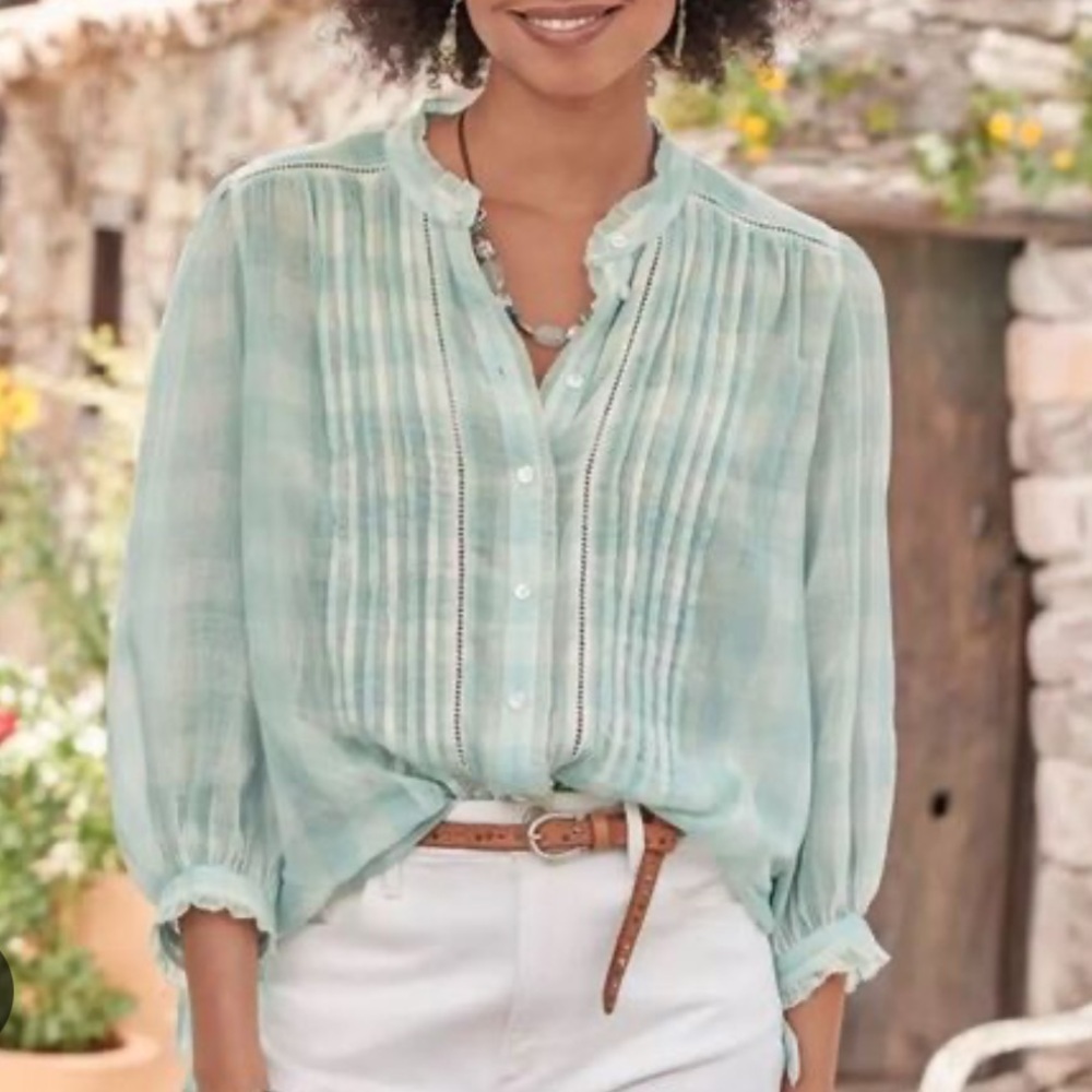 Light blue gingham blouse